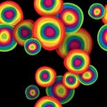 Abstract rainbow circles on black background Royalty Free Stock Photo