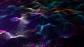 Abstract rainbow color digital particles wave and dust background