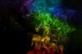 Abstract rainbow color smoke on black background Royalty Free Stock Photo