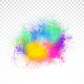 Abstract rainbow color splash on PNG background. Illustration of festival of colors with rainbow color powder Royalty Free Stock Photo