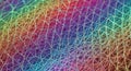 Abstract rainbow colored mesh pattern with intricate interwoven structure and subtle lighting Royalty Free Stock Photo