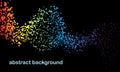 Abstract rainbow colors dots particles flowing wavy isolated on black background. Vector illustration design for any projects