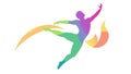 Abstract Rainbow Dancer Silhouette, vector design Generative AI Royalty Free Stock Photo