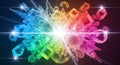 Abstract Rainbow Explosion of Geometric Shapes and Light Royalty Free Stock Photo