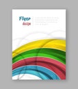 Abstract rainbow flyer design template with water drops. Royalty Free Stock Photo