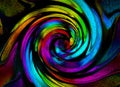 Abstract rainbow grunge spiral background pattern. Colorful grunge spiral. Grunge fractal pattern of red orange blue green red