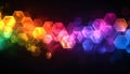 Abstract Rainbow Hexagon Pattern with Sparkling Light on Dark Background Royalty Free Stock Photo