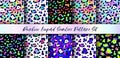 Abstract Rainbow Leopard seamless patterns set. Trendy vector gradient wild animal cheetah skin, leo texture with black Royalty Free Stock Photo