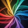Abstract Rainbow Swirls Exploding from Center on Dark Background Royalty Free Stock Photo
