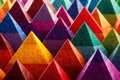 Abstract raised 3d triangle pyramid pattern in rainbow colorful colors background Royalty Free Stock Photo