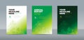 Abstract random transparent square with bright and dark green background, cover template