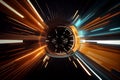 Abstract rays on time space hyperjump, space tunnel. Generative AI Royalty Free Stock Photo