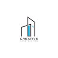 Abstract Real Estate Countryside Logo Design Template. Building Vector Silhouette for Company with simple line Royalty Free Stock Photo