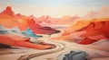 Abstract Realism: Hills And Rivers In Pink Desert