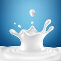 Abstract realistic milk drop with splashes