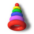 Abstract realistic pyramid toy with rainbow colored rings