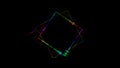 Abstract rectangle spinning spectral wave design on black background vibrating spectrum waveform music futuristic animation