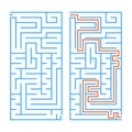Abstract rectangular isolated labyrinth. Blue color on a white background. An interesting game for children and adults. Simple Royalty Free Stock Photo