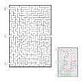 Abstract rectangular large maze. Game for kids. Puzzle for children. Three entrances, one exit. Labyrinth conundrum. Flat vector