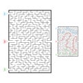 Abstract rectangular large maze. Game for kids. Puzzle for children. Three entrances, one exit. Labyrinth conundrum. Flat vector Royalty Free Stock Photo