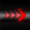 Abstract red arrow power light technology on dark gray metal circle mesh design modern futuristic background texture vector. Royalty Free Stock Photo