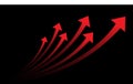 Abstract red arrows speed up curve motion geometric direction overlap on grey with blank space design modern futuristic vector