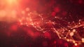 Abstract red background with connecting dots and lines. Network connection structure. Concept of science, technology, and big data Royalty Free Stock Photo