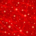 Abstract red background with sparkling twinkling stars. Cosmic shiny galaxy (atmosphere). Holiday blank texture for Christmas