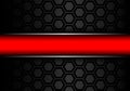 Abstract red banner silver line on black metal hexagon mesh pattern design modern futuristic background vector Royalty Free Stock Photo