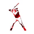 Abstract red baseball player, vector silhouette Royalty Free Stock Photo