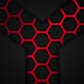 Abstract red and black background with hexagons. Vector illustration Royalty Free Stock Photo