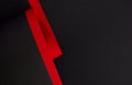 Abstract red and black curved colored paper background, copy space