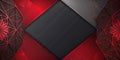 Abstract red and black geometric design with central empty space for text or logo. Generative AI Royalty Free Stock Photo