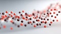 Abstract Red and Black Hexagonal Molecule Model on Light Gray Background Royalty Free Stock Photo