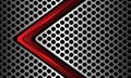 Abstract red black metallic arrow direction geometric on silver circle mesh design modern luxury technology futuristic background Royalty Free Stock Photo