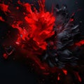 Abstract red and black paint splash isolated on black background. 3d rendering Royalty Free Stock Photo