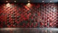 Abstract red and black triangular wall panel design in modern interior space. Generative AI Royalty Free Stock Photo