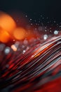 Abstract red and black waves with bokeh and light particles in motion Royalty Free Stock Photo