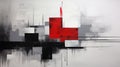 Abstract Red Black And White Painting: A Technological Art Inspired Architecture Piece