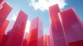 Abstract Red Blocks Against Blue Sky Background Royalty Free Stock Photo