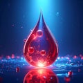 Abstract Red Blood Cell Macro with Glowing Particles Royalty Free Stock Photo