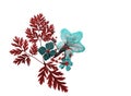 Abstract red and blue colored pressed dry flowers decoration isolated on white Royalty Free Stock Photo