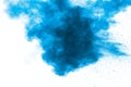 Abstract red blue dust explosion on white background.  Freeze motion of blue powder splash Royalty Free Stock Photo