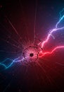 Abstract Red Blue Energy Explosion with Lightning Royalty Free Stock Photo