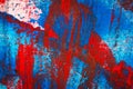 Abstract red and blue hand painted acrylic background