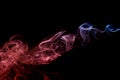 Abstract red blue smoke from aromatic sticks. Royalty Free Stock Photo