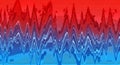Abstract red and blue wavy lines with glitch effect, dynamic and distorted visual design Royalty Free Stock Photo