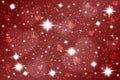 Abstract red blurred background with bright hearts, sparkling bokeh. Valentine`s day wallpaper Royalty Free Stock Photo