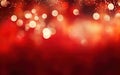 Abstract red blurry bokeh background. Christmas garlands