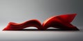 Abstract Red Book Pages Open Design Elegant Background Red art wave fold soft paper curve shape